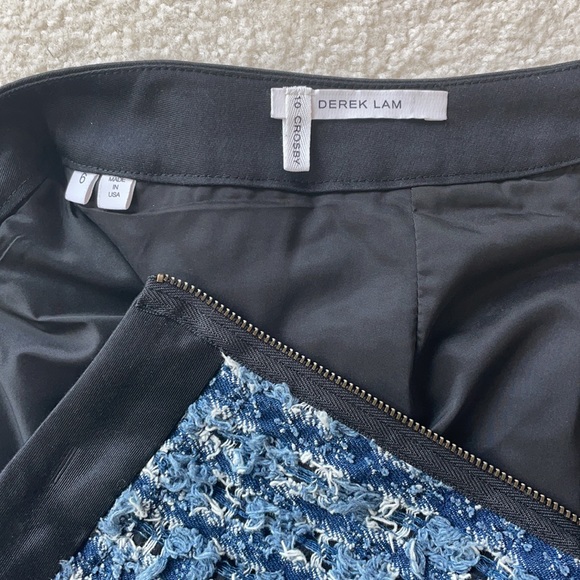 10 Crosby Derek Lam Denim Tweed Skirt w Black Trim - Picture 3 of 5